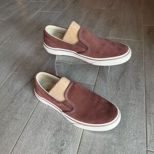 Eddie Bauer Women's Burgundy Suede Slip-On Sneakers